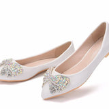 New Summer Autumn Korean Version Of AB Water Drill Women's Shoes Bow Head Shallow Single Shoes Women's Flat