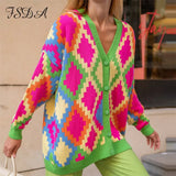 2021 Autumn Winter Green Cardigan Oversized Women Long Sleeve Button Casual Loose Knitted Sweater