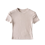 Zingj New Summer Color Slimming, Short-Sleeved, Round-Necked, Chest-Wrapped T-Shirt, Sports, Fitness, Solid