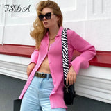2021 Pink Long Sleeve Knitted Cardigan Long Women Autumn Winter Green Button Fashion Elegant Casual