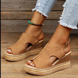 Summer New Fish Mouth Big Slope Hedging Buckle With Roman Wind High-Heeled