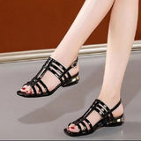 Zingj Heel Thick Heel PU Sandals Oak Flat Low Heel High Heel Sandals Slippers Women's Single Shoes Shoes Women's Casual Sports Shoes- Outfit