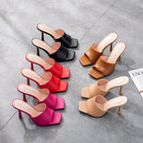 Cm Square Head High Heel Sandals Slippers Wine Glasses And Temperament Pearl Beaded Women's Shoes White Fish Mouth Shallow