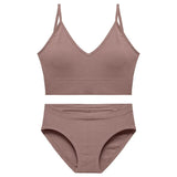 Lingerie Seamless Tops Set Low-waist Panties Women Wireless Underwear Suit Soft Padded Bras Set Backless Bralette