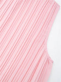 Pleated Chiffon Blouses Women Sleeveless Pink Top Female Loose Summer Blouses Woman 2023 Fashion Elegant Chic Woman