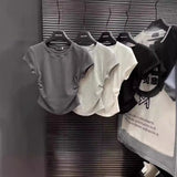 Zingj Girl Pure Want To Accept Waist T-Shirt Short Sleeve Female 2024 Summer New Solid Color Bottom Cover Slim Short Jacket