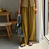 Summer Baggy Wide Leg Pants Women Casual Trousers Green Brown Purple Blue Black Drawstring Pants