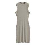 Zingj Trendy Women's Dress With Round Collar And Sleeveless Dress In Summer, The New Style Is Slim And Shows Solid Color, Sexy Vest And Hip