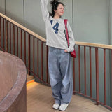 Number Printed One Shoulder Loose Sweatshirt- Outfit