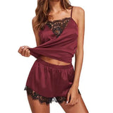 Pajamas Women Lace Trim Sleeveless Strappy Pajamas Shorts Sleepwear Nightwear Sleeveless Strapless Pijamas