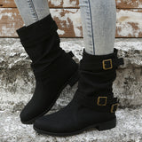 Zingj Size Women's Boots 2023 Autumn / Winter New Flat Bottom Low Heel Women's Boots Women's Batch- Outfit
