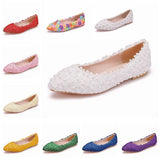 Bridal Shoes Handmade Wedding Shoes Color Flat-Soled Wedding Shoes Bridesmaids Performance Flat Heel Single
