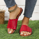 Zingj Large Size Slippers Female Summer Hollow Out One Word Casual Wear Flat