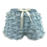 Women's Kawaii Y2K Summer Casual Shorts Ruffled Floral Lace Elastic Waist Short Pants for Beach Nightclub