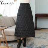 Women'S Skirts Fashion Winter High Waist Skirt 2020 New Windproof And Warm Zipper Down Cotton Skirt Large Size Black