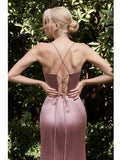 Summer Prom Dress Women'S Sling Sleeveless Solid Color Dress One Word Neck Slim Fit Open Back Slit Red Sexy