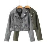 Retro Lapel Loose Imitation Leather Coat Personality Fashion Women's Fall Wash Zipper Type Leather