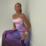 Purple Gradient Spaghetti Strap Maxi Dress- Outfit