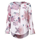 Long Sleeve Floral Leopard Print Tops and Blouses Office Lady Shirt Casual Button Turn-down Neck Wide Slim Blouse