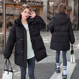 Down Cotton Clothing Women's Long Style 2024 Winter New Loose Large Size Small Thick Cotton-Padded Jacket Cotton Coat-Outfit