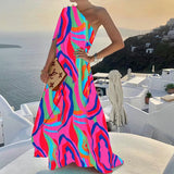 Spot 2025 Summer New Women's Wear Temperament Fashion Pure Color Loose One-Shoulder Long