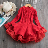 Winter Autumn Girl Dress Children Clothes Kids Dresses For Girls Party Dress Long Sleeve Knitted Sweater Toddler Girl
