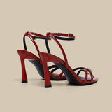 Word With Water Drill Sandals Women 25 New French Temperament High-Heeled Shoes Side Buckle Tip Sexy Thin Heeled Toe Women's