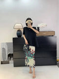 Folding Irregular Short-Sleeved Women's T-Shirt Small Design Folding Top Dress Girl Summer Lazy