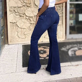 Women Denim Tie Waist Flare Jeans Boyfriend Jeans Ladies High Waist Skinny Bell Bottom Jeans Pants Autumn Wide Leg Jeans