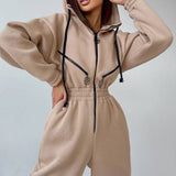 Leisure Women's Hooded Jumpsuit One-piece Suit High Waist Sets for Fitness Running Leggings Sportswear Gym