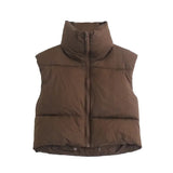 INS 9 Color Double Pocket Standing Collar Cotton Vest 2021 Autumn And Winter New Double Color Slim Cotton Jacket Vest Top-Outfit