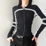 Vintage Striped Zip Up CardiganOutfit