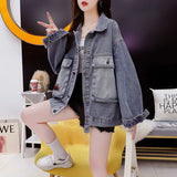 Zingj 2024 New Versatile Korean Version Loose Foreign Style Lazy Wind Design Sense Denim Coat Female-Outfit