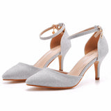 Cm Large-Size Sandals Fine-Heeled Pointed Sandals White Pointed Shoes Women's High Heels Wedding