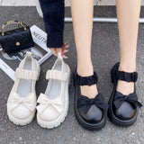 Mary Jane Shoes Female Spring New Pleated Bow Girl Single Shoes Thick Heel Fairy Wind Loafers Small White