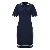 Women Polo Dress Sport Loose Short Sleeves Turn Down Collar Graphic Stretchy Casual Summer Patchwork Red Blue Vestidos