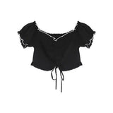 Women Summer Korean Style Sweet Fashion Streetwear Slim All-match Holiday Comfortable Cropped Party Girls Kawaii