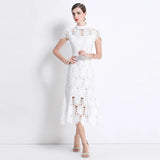 Sister Fan 2025 Round Collar Short-Sleeved Water-Soluble Lace Hollow