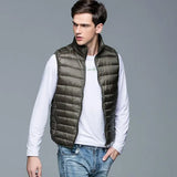 New Winter Men Down Vest Ultra Light 90% White Duck Down Outwear Sleeveless Warm Slim WaistCoat Black Wine
