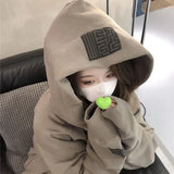 Zingj Plus Fleece Female 2024 Autumn Winter New Korean Version Student Print Hoodie Loose Coat Jacket Female