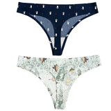 2pcs Sexy Flowers Lingerie Woman Knickers Low-waist Panties Thong Seamless Breathable Underwear Female G String