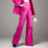 2025 New Fashion Temperament Commuter Suit Collar Jacket Pants Three-Dimensional Flower Suit