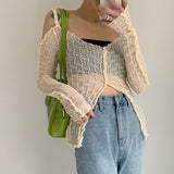 Spring Female Mesh T-shirt Y2K Vintage Print Sexy Women Front Cross Tie Up V Neck Long Split Flare Sleeve Crop Tops
