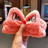 Face Hair Holder Hairbands Soft Warm Coral Fleece Bow Animal Ears Headband For Women Girls Turban Fashion Hair