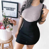 Women's Bodycon Shoulder Straps High Waist Overall Dress Suspender