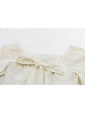 Collar Dress For Women Clothes 2023 Elegant Bow Agaric Lace Short Sleeve 2023 Summer A-line Dress High Waist Midi