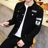 The Fall Of 2023, The New Men's Korean Fashion Jacket Is Slim And Handsome For Teenagers. Black Denim Jackets For