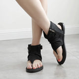 Heel Sandals Women's Large Size 2024 New Ethnic Style Students' Summer Sandals Gao Bang Roman