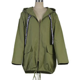 Spot 2025 Autumn And Winter Women's Casual Loose Hat Zipper Raincoat Cloth Windbreaker