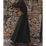 Spot 2025 Autumn New Fashion Temperament High Waist V-Neck Long Holiday Cotton And Linen